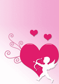 Cupidon et coeurs en rose &eacute;clatant